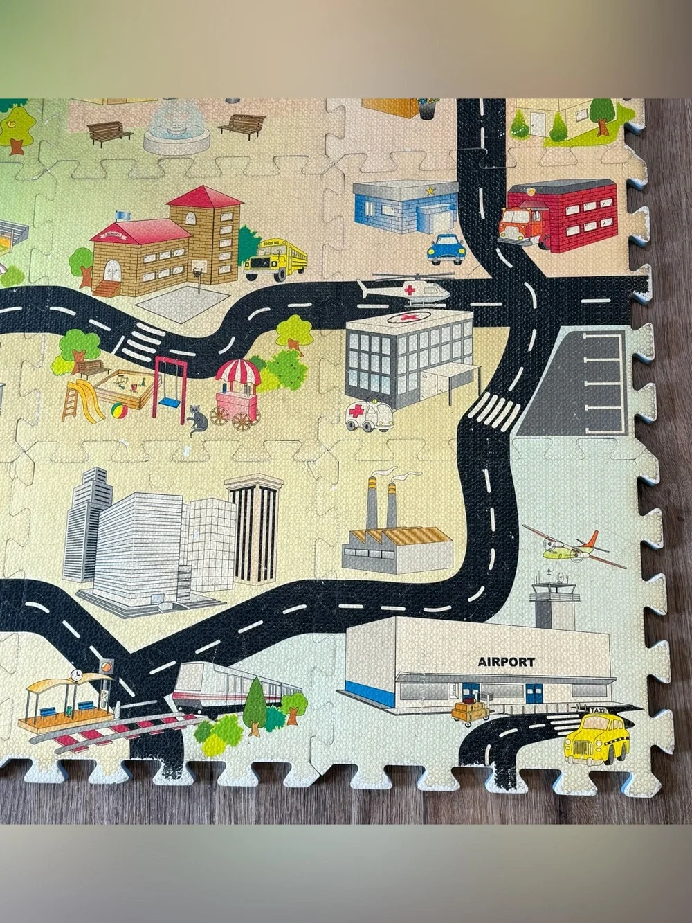 City RoadMap Play Interlocking Foam Puzzle Mat 9 tiles 36”x36” Comes in Bag